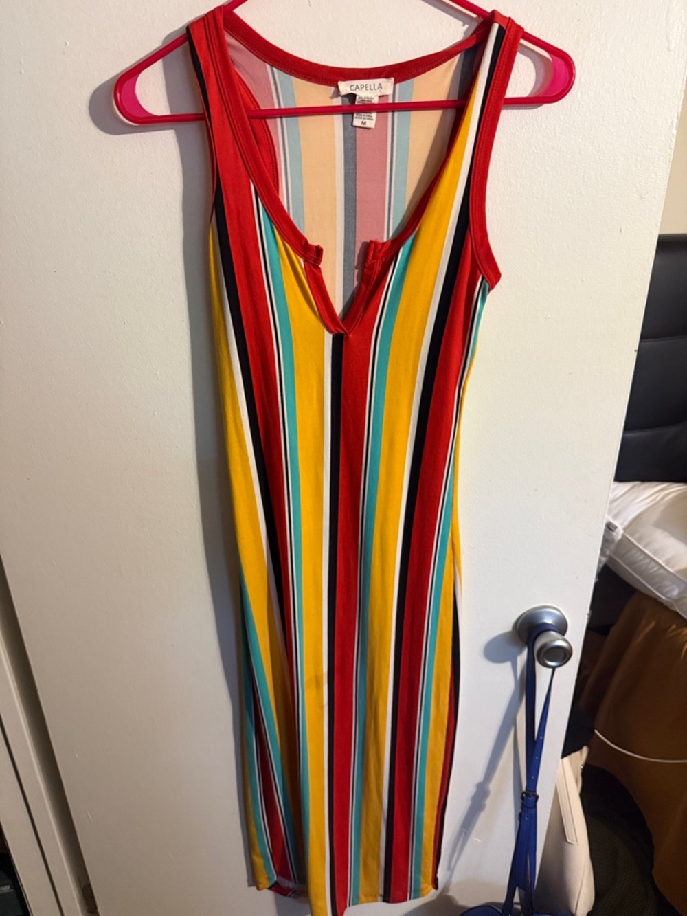 Multicolor Striped Tank Dress - Yellow & Red